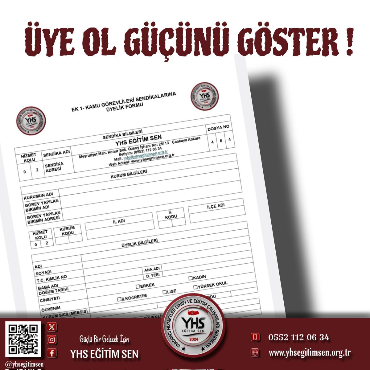 Sendikamıza üye olmak veya bilgi almak için web sitemizdeki formu doldurabilir,  il, ilçe ve işyeri temsilcilerimizle iletişime geçebilirsiniz.
0552 112 06 34 numaralı WhatsApp hattımızdan bize ulaşarak sorularınızı iletebilir, grubumuza katılıp tüm duyuru ve gelişmelerden anında