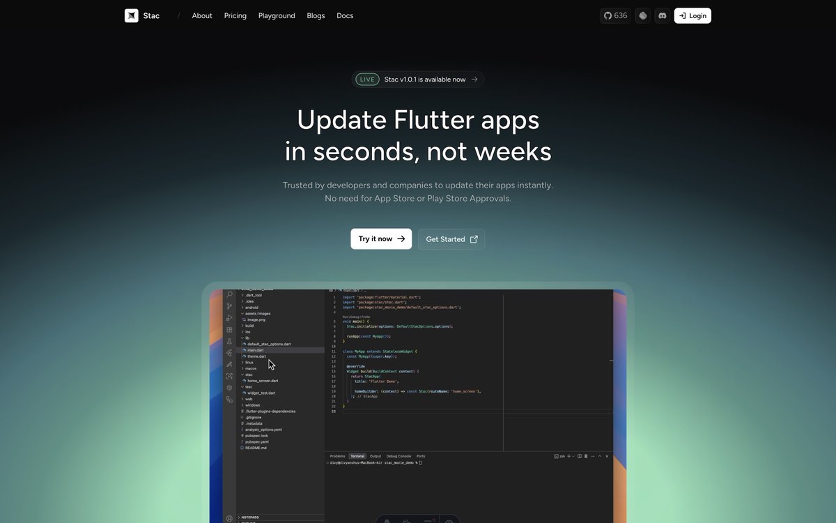 Update <a href="/FlutterDev/">Flutter</a> apps in seconds, not weeks ✨