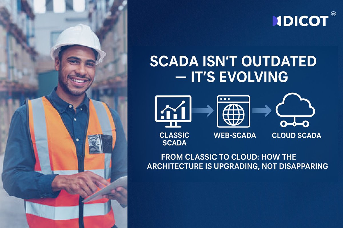 Let’s talk about SCADA — and why it’s not outdated.

1️⃣ It’s evolving, not vanishing.
2️⃣ The core idea remains timeless.
3️⃣ What’s changing is architecture
4️⃣ SCADA is the backbone of industry — and it’s getting smarter.

Full article 👉 blog.dicot.tech/2025/10/scada-…

#IIoT #Automation