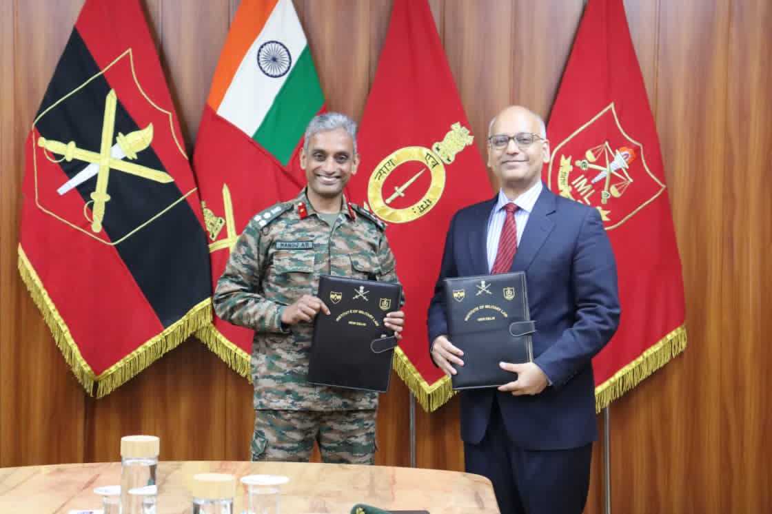artrac_ia's tweet image. “𝐌𝐞𝐦𝐨𝐫𝐚𝐧𝐝𝐮𝐦 𝐨𝐟 𝐔𝐧𝐝𝐞𝐫𝐬𝐭𝐚𝐧𝐝𝐢𝐧𝐠”

The Institute of Military Law, #IML under the aegis of #HQARTRAC signed a Memorandum of Understanding, #MoU with National law University of India, Bengaluru on 17 Oct 2025 to undertake a study on Reforms in Military Justice
