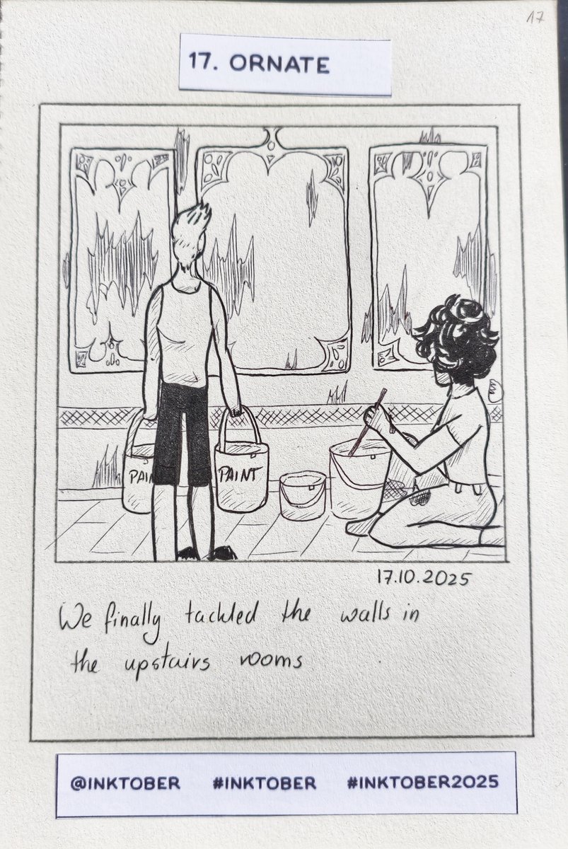 wixobemk's tweet photo. Inktober 2025 - Day 17 Ornate
I see that the anatomy of all the characters in each drawing changes XD 

~wixobemk

#inktober #inktober2025 #inktober2025day17 #drawing https://t.co/Juq41ZO6u6