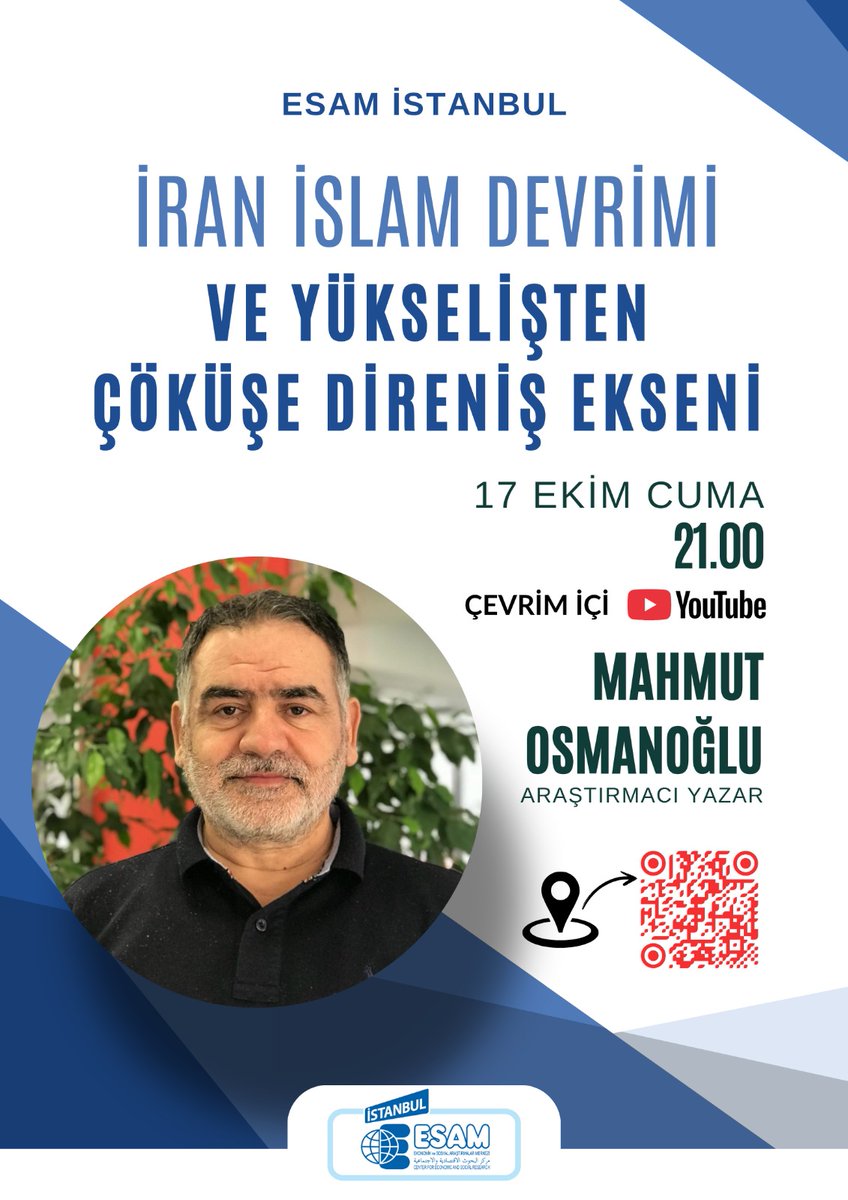 ESAMist's tweet photo. 📌 https://t.co/RSo4pC0ci6

~~~ÇEVRİM İÇİ SEMİNER~~~
💬 İRAN İSLAM DEVRİMİ VE YÜKSELİŞTEN ÇÖKÜŞE DİRENİŞ EKSENİ 
🗣️ MAHMUT OSMANOĞLU

📆 17 EKİM 2025 CUMA (BUGÜN)
🕰️ 21:00
🔗 https://t.co/A8neMPJzjH https://t.co/wBD7CF3Imo