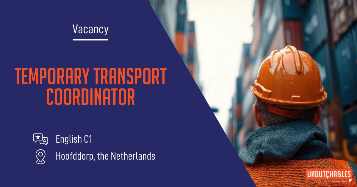 📢 Looking for a Temporary Transport Coordinator 
🗣️ Fluent in #English
📍 #Hoofddorp, the Netherlands

You will be responsible to monitor arranged transports and evaluate transport companies based on performance indicators.

👉 Interested? Apply here: undutchables.nl/vacancies/temp…