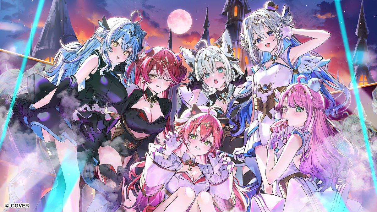 /／
「魔法少女ホロウィッチ！
THE STAGE ～TRICK or MAGIC！～」
  キービジュアル公開🎃
\＼

#天音かなた #さくらみこ #姫森ルーナ
#宝鐘マリン #白上フブキ #雪花ラミィ

illustrated by 猫屋敷ぷしお （<a href="/neko_pushio/">猫屋敷ぷしお</a>）さん

#ホロウィッチ