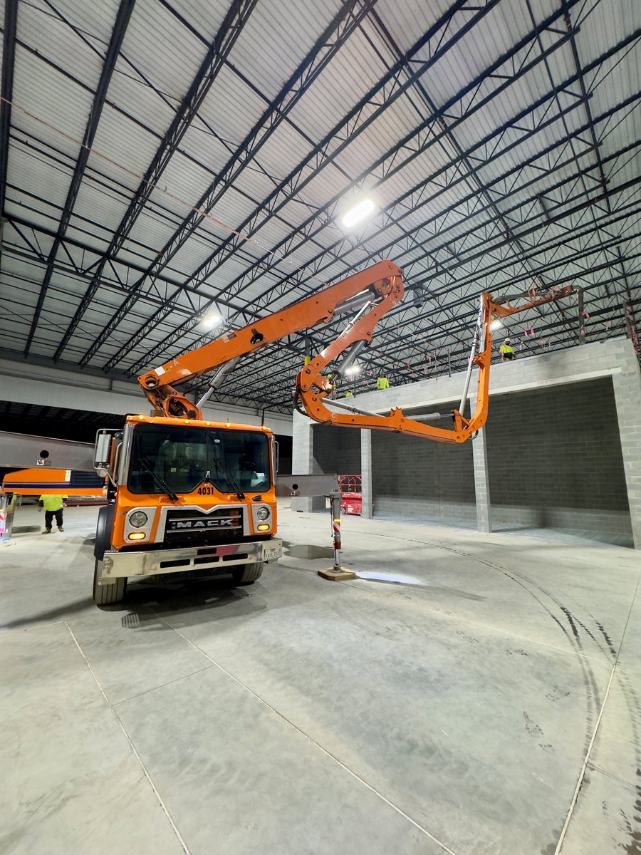 The combination of a specialty boom and a highly trained operator from Brundage-Bone was the perfect solution as BBCP operator Anthony Signorelli completed three mezzanine pours (with only one pump move) at the NCFI Polyurethanes Plant for Ace Avant this week in Mt Airy NC.