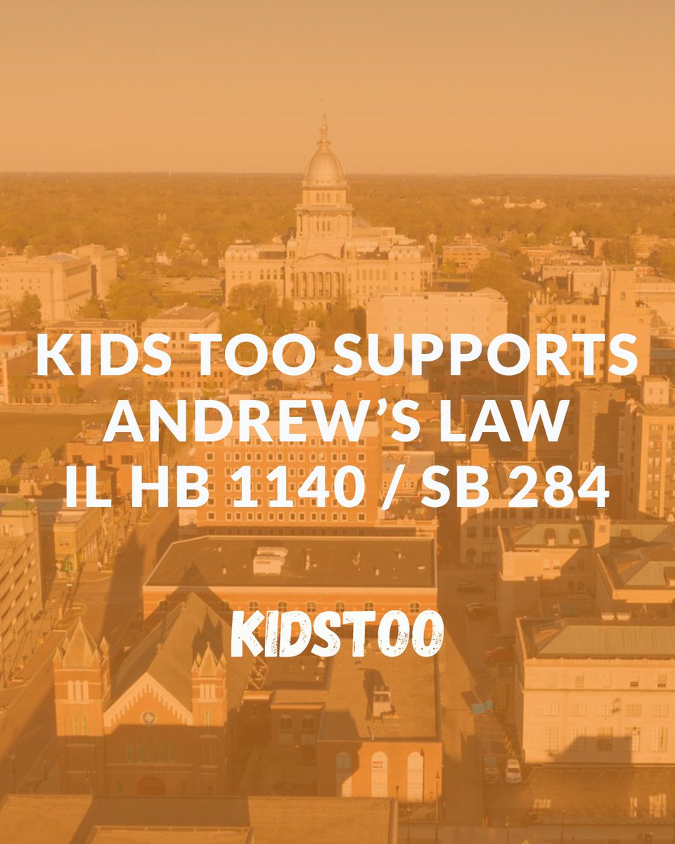 As Illinois legislators gather back at the capitol for fall Veto session, KIDS TOO is raising awareness about Andrew’s Law IL HB 1140 / SB 284.

📚 Learn more about the bill

ow.ly/nghu50XcMam

#AndrewsLaw #IllinoisLegislation #ChildProtection #ILHB1140 #ILSB284