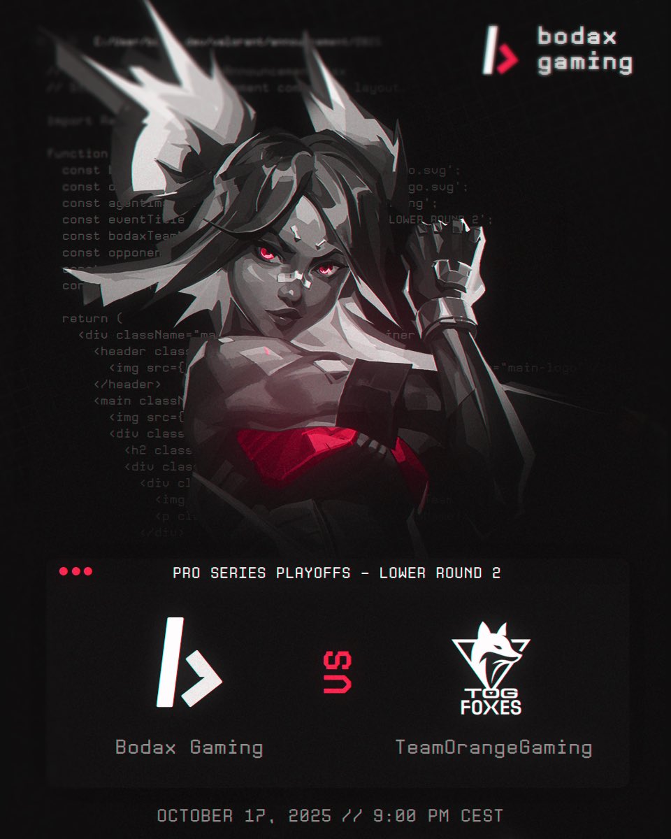 GamingBodax's tweet image. It‘s TIME. TONIGHT. to WIN. 

Pro Series Playoffs LB #2 

@GamingBodax vs @TOGfoxes 

9pm CEST - Official Stream

#GoBodax - REVENGE.