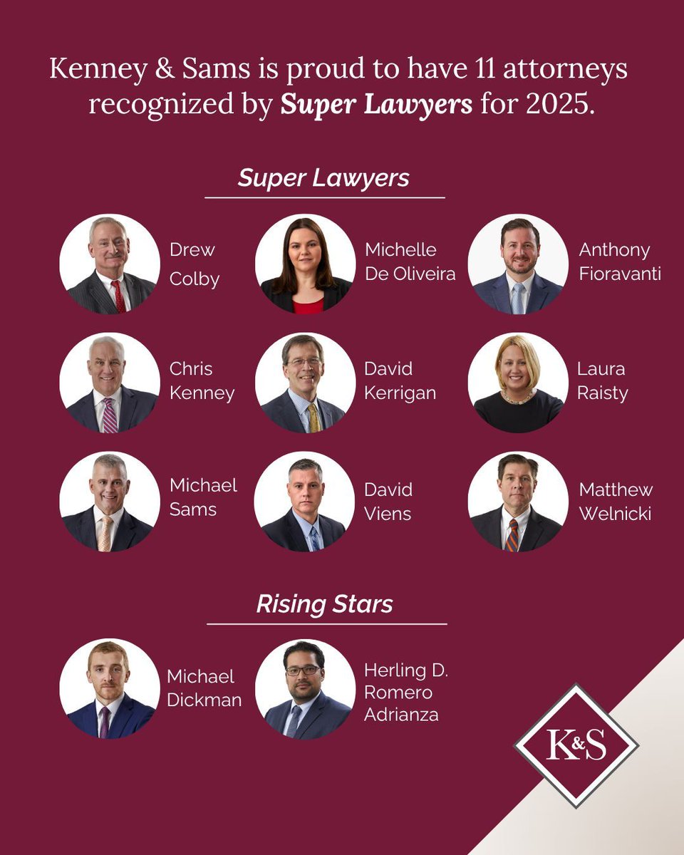 Proud Moment at <a href="/Kenney/">Kenney</a> &amp; Sams PLLC!

We’re honored to share that 11 of our attorneys have been recognized by Super Lawyers — a reflection of their exceptional skill, dedication, and leadership across a range of practice areas.
 
#SuperLawyers #LegalExcellence #MassachusettsLaw