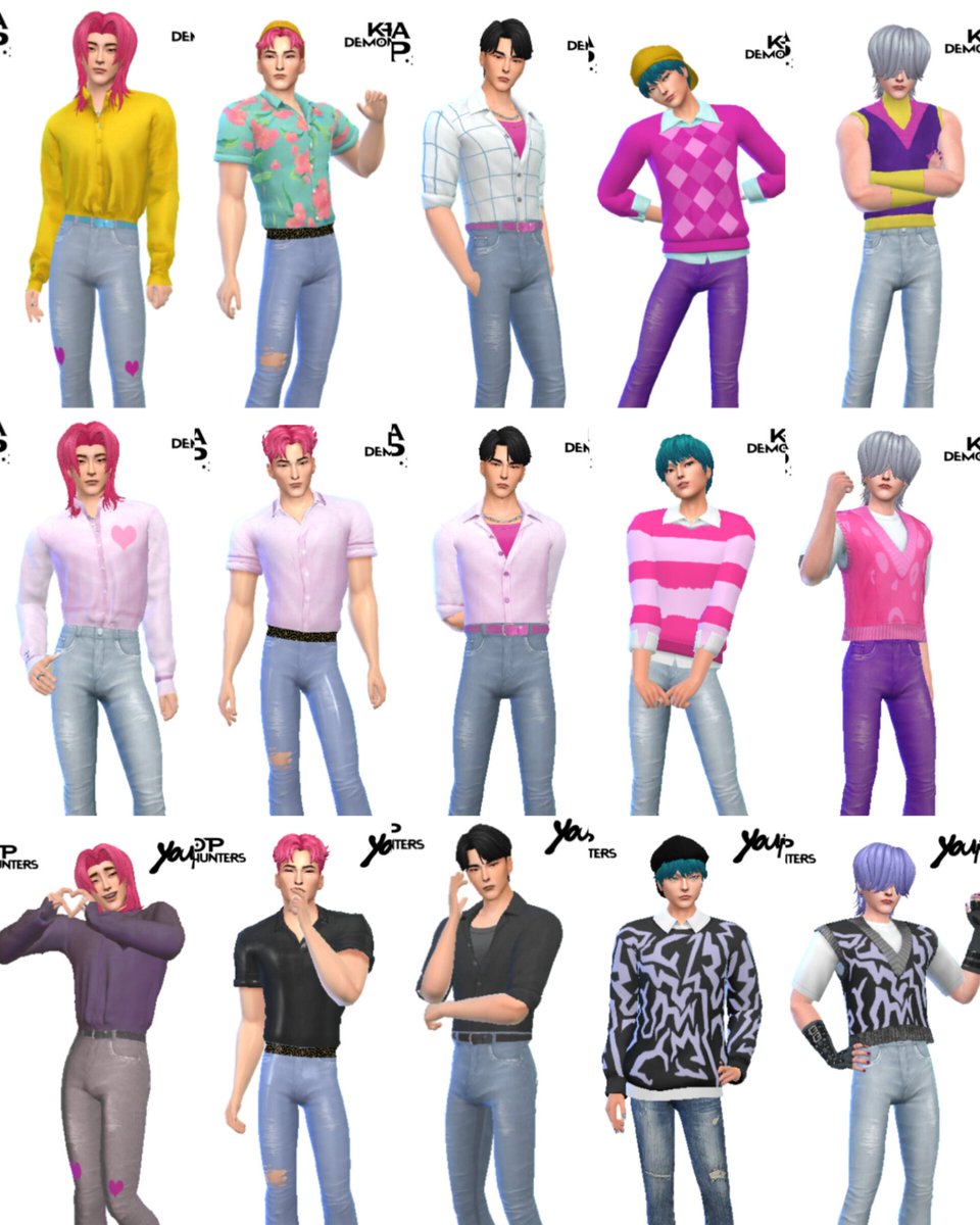 simmermima's tweet photo. i love #kpopdemonhunters so much that i didn’t even realize i’ve already made 30 sims 4 custom content pieces inspired by the film’s looks! thank you as well to everyone who subscribed on patreon for early access and for supporting my work!

#TheSims4 #ShowUsYourSims #ts4cc https://t.co/QUAtud8ZNR