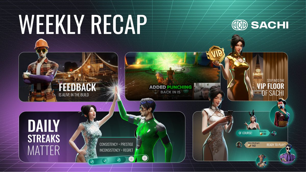 🎰 WEEKLY RECAP 🎰
The SACHIverse kept leveling up this week. From prestige reveals to community milestones, here’s what went down ⚡️

👑 VIP FLOOR UNLOCKED 👑
Step beyond the games and into pure status. The VIP Floor isn’t just a room, it’s a symbol. Access is sealed behind