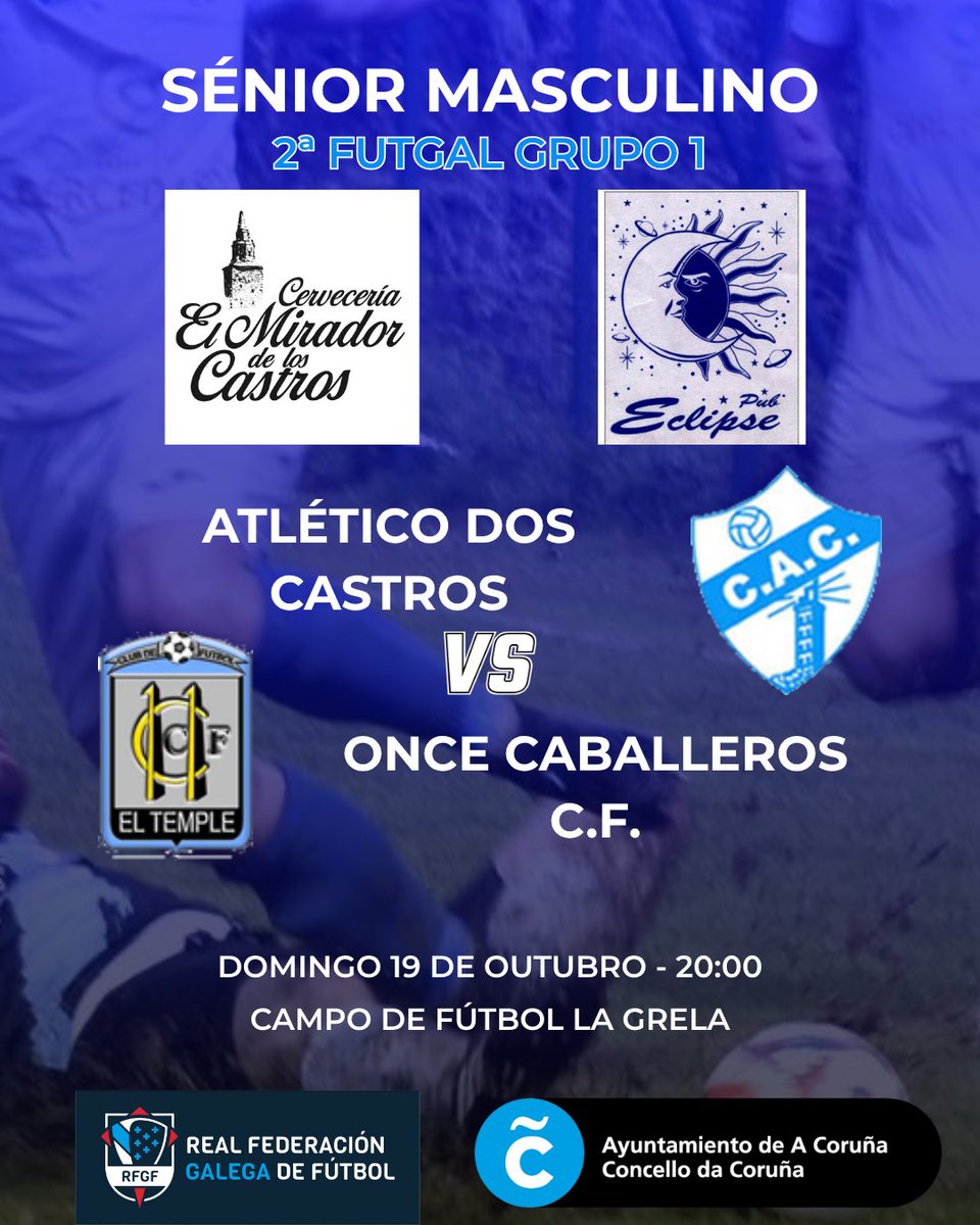 Esta semana, o equipo Sénior Masculino recibirá a un Once Caballeros en alza, para tentar de voltar ao camiño da vitoria. Moita sorte aos nosos.
#forzacastros 
#úneteánosahistoria