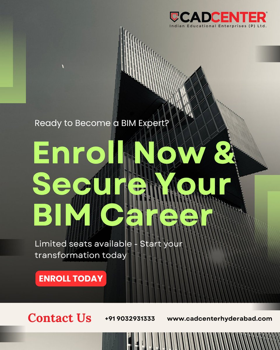 cadcenterhyd's tweet image. 🚀 Build Your Future with the Best BIM Training in Hyderabad

#BIM #RevitTraining #ArchitectureStudents #ConstructionTech  #HyderabadEducation #SkillDevelopment  #CivilEngineering #InteriorDesign #DesignTechnology #FutureArchitects