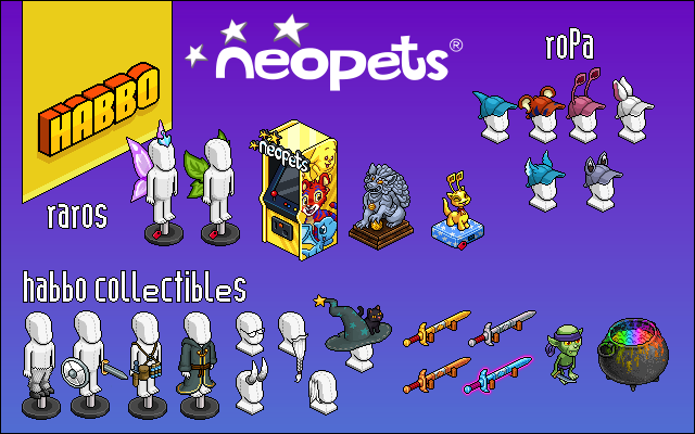 🌟 ¡Atención, Habbos!
Este noviembre llega una colaboración ÉPICA con <a href="/Neopets/">Neopets</a> 🐾 en <a href="/Habbo/">Habbo</a>.
Construye tu propia Neopia con furnis inspirados en Neopia Central, ¡cría tus Neopets desde huevos y presume a tu favorito con ropa exclusiva! Y ademas Raros inspirados en Fyora e