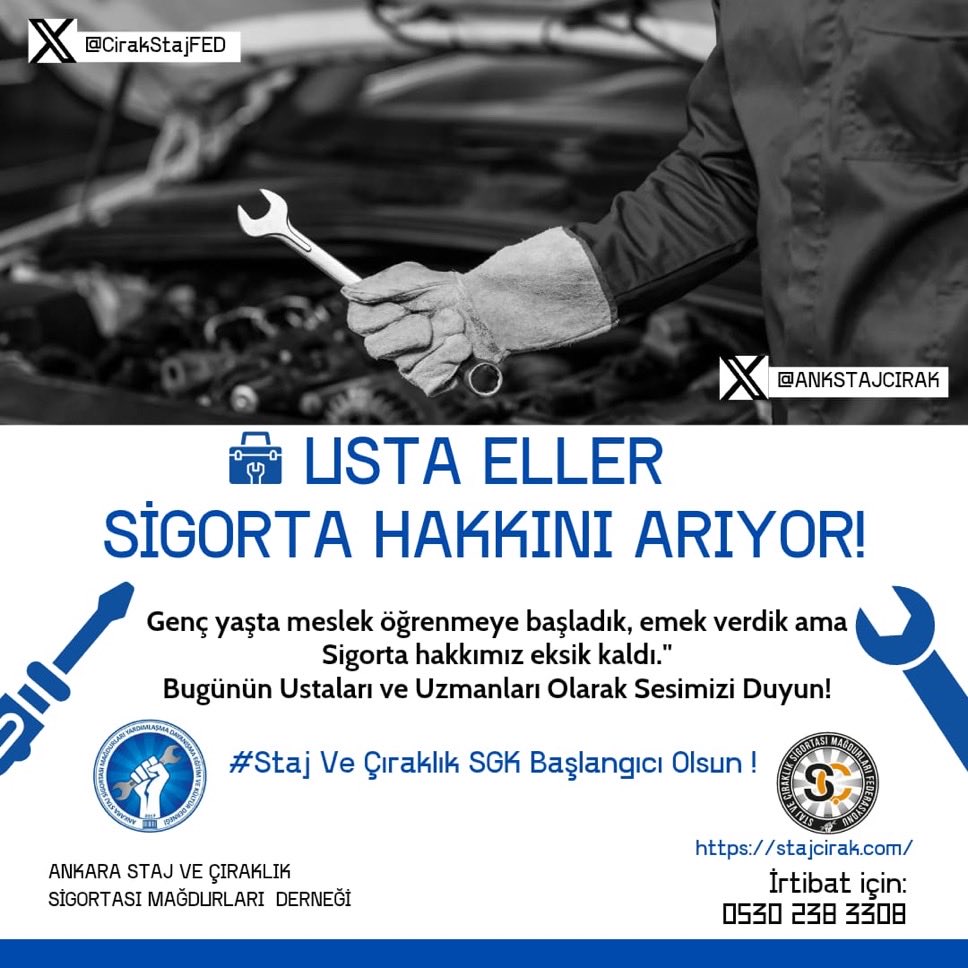 Haksızlığa Uğradık 
Hakkımızı İstiyoruz!
<a href="/RTErdogan/">Recep Tayyip Erdoğan</a>
<a href="/B_Palandoken/">Bendevi Palandöken</a>
<a href="/turkiskonf/">TÜRK-İŞ</a>
<a href="/TOBBiletisim/">TOBB</a>
<a href="/hakiskonf/">HAKİŞ KONFEDERASYONU</a>
<a href="/diskinsesi/">DİSK</a>
<a href="/Tisk_kurumsal/">TİSK</a>
<a href="/ATOkurumsal/">Ankara Ticaret Odası</a>
<a href="/SekibAvdagic/">Şekib Avdagiç</a>
<a href="/GurselBaran/">Gürsel Baran</a>
<a href="/BirlesikMetal/">BİRLESİK METAL-İŞ</a>
<a href="/itokurumsal/">İstanbul Ticaret Odası (İTO)</a> 
Eksik Başlangıç #StajÇıraklıkEmeğinYarısıYazılmadı