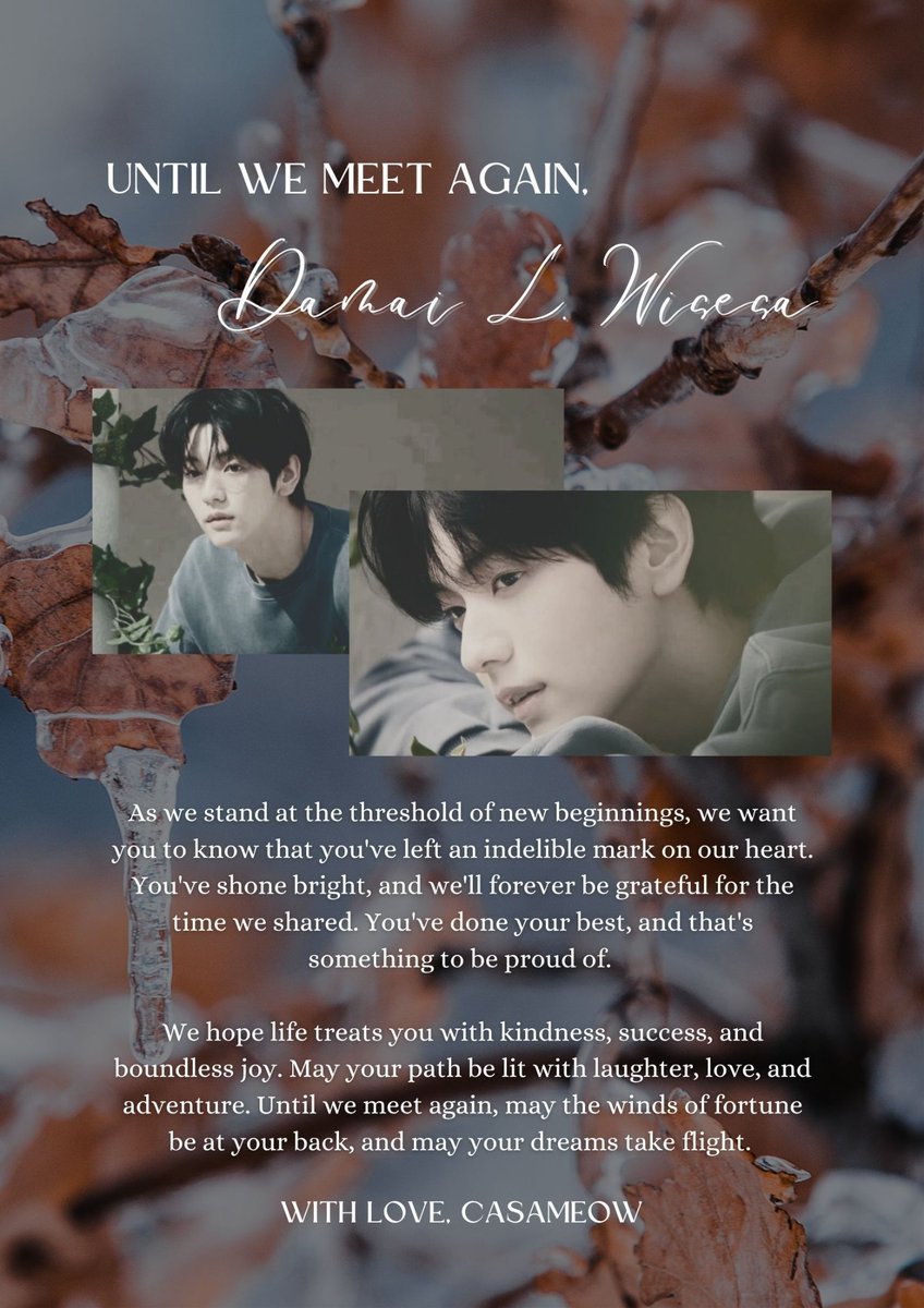 𝑨 𝒇𝒂𝒓𝒆𝒘𝒆𝒍𝒍 𝒍𝒆𝒕𝒕𝒆𝒓 : Casameow. 𓂃.☘︎ ݁˖

With a heavy heart, we share this bittersweet moment as our announces that today, our beloved talent, Damai L. Wisesa ( <a href="/teqduhh/">Damai W.</a> ), has chosen to part ways with us. This tweet marks the beginning of a new chapter for him.