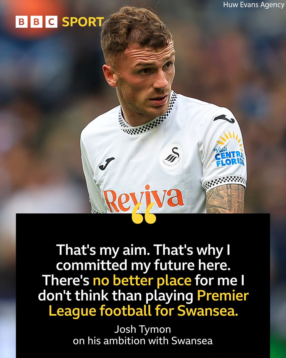 Josh Tymon has BIG aims with Swansea 🦢

The left-back says he signed a new contract because he is convinced he can return to the #PremierLeague in a Swansea shirt ⬆️

#BBCFootball #Swans