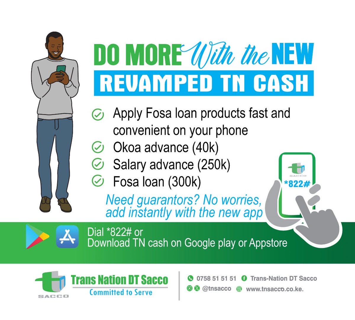 Do more with Tn cash!
Access all fosa loan(s) on your phone