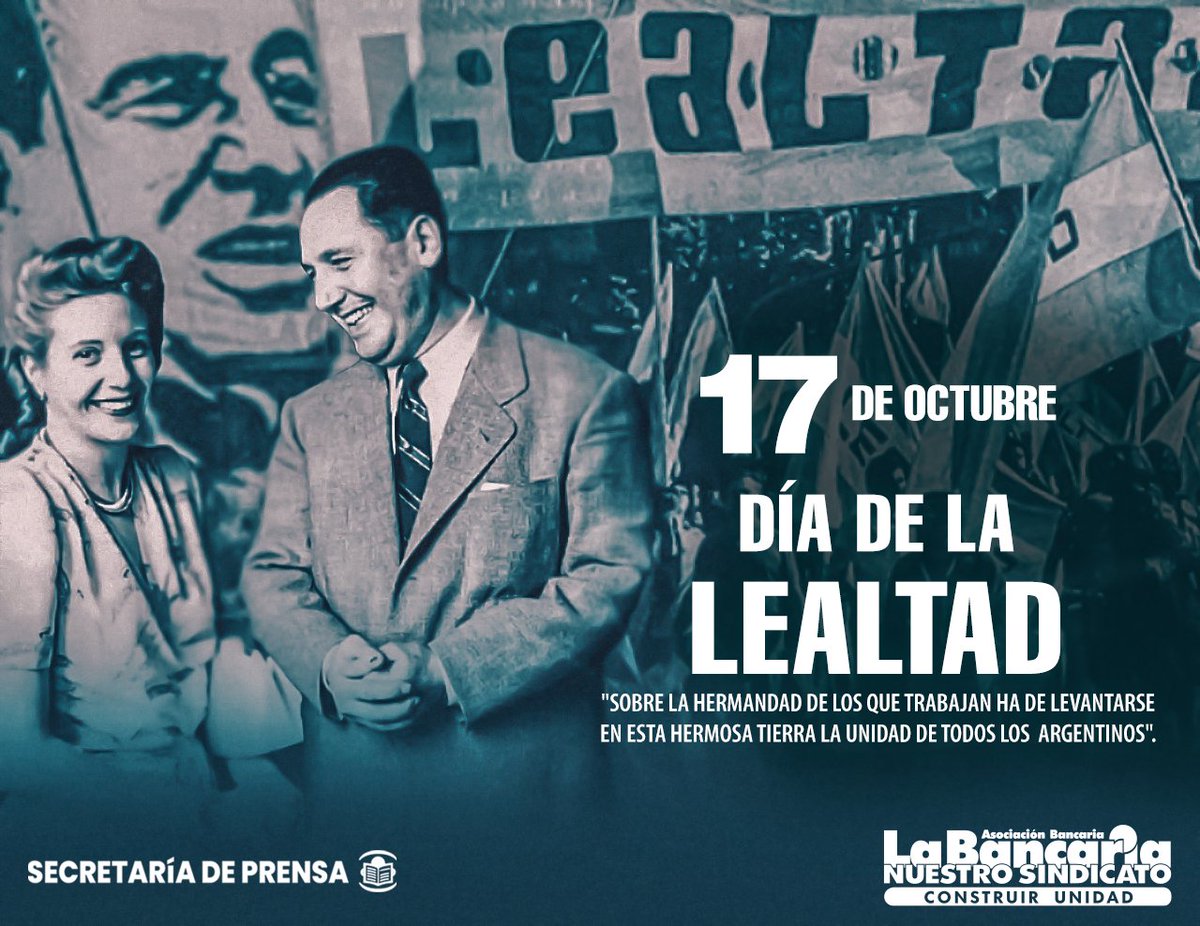 Se cumplen 80 años de aquel 17 de Octubre de 1945, donde miles de trabajadores/as colmaron las calles y se movilizaron hacia la Plaza de Mayo para exigir la libertad de Juan Domingo Perón, detenido por el gobierno militar de 1945.

Nota → bit.ly/3KW6sYX