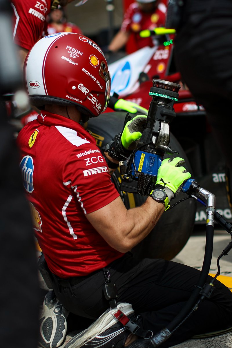 ScuderiaFerrari's tweet image. Spurs off, helmets on ⚙️