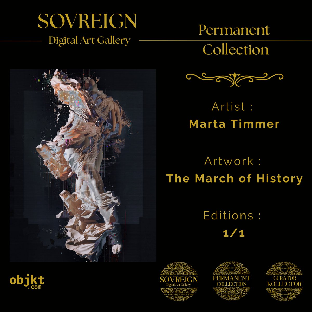 KOLLECTOR ♚ OFFICIAL (@kollector_og) on Twitter photo SOVREIGN GALLERY NEW SALE
"The March of History" by <a href="/MartaTimmer/">Marta Timmer</a> SOLD for
300 tez to <a href="/FlyingBeagle_/">FlyingBeagle "Abu Alya"</a>
Artwork link on Sovreign Gallery :
objkt.com/tokens/KT1FYCp… SOVREIGN GALLERY NEW SALE
"The March of History" by <a href="/MartaTimmer/">Marta Timmer</a> SOLD for
300 tez to <a href="/FlyingBeagle_/">FlyingBeagle "Abu Alya"</a>
Artwork link on Sovreign Gallery :
objkt.com/tokens/KT1FYCp…