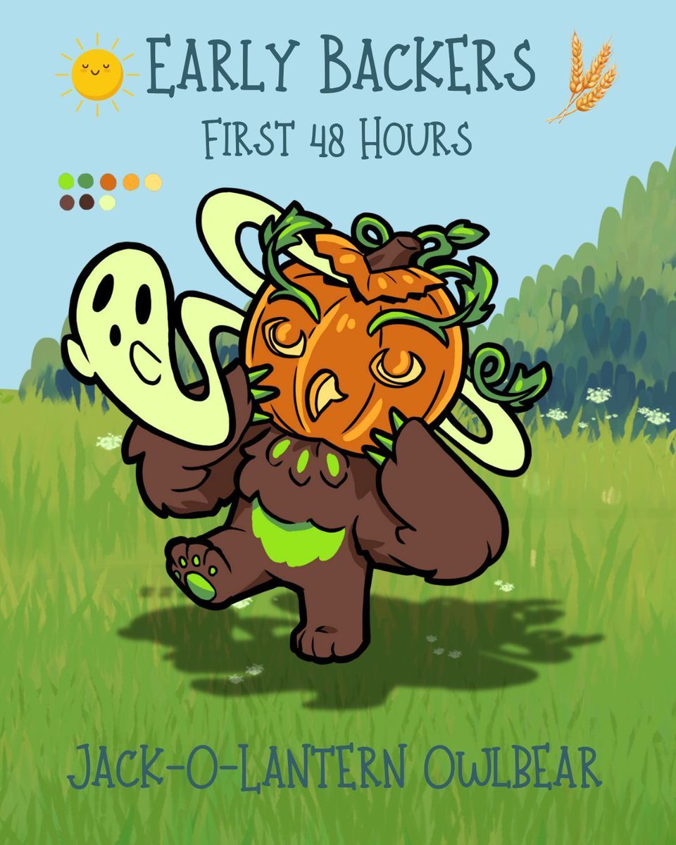 Early Bird Reward Reveal!
ALL backers who back the campaign within the first 48 hours will receive this FREE glow in the dark Jack-O-Lantern Owlbear #pin!

tinyurl.com/bdf3ht2y