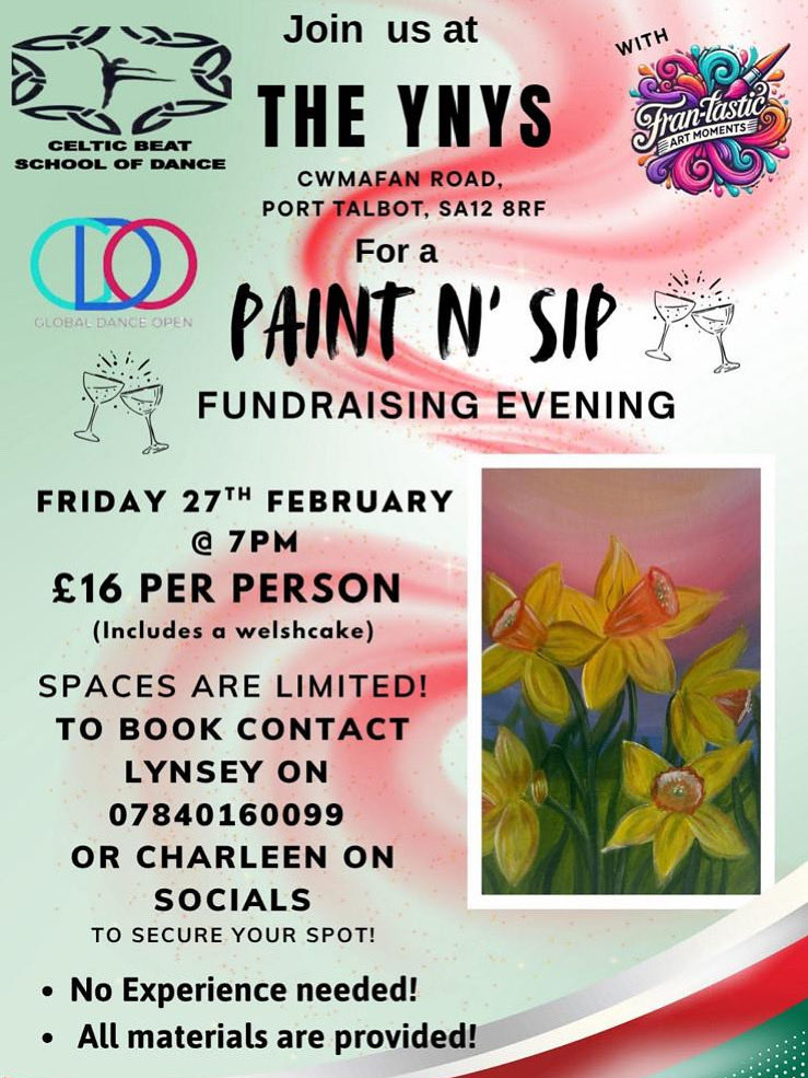 🎨🥂Our lovely bar staff Lynsey is hosting a Paint n Sip evening to raise money for her daughters dance team to compete in Spain💃🇪🇸

Tickets can be purchased by the contact details on the poster

There will be offers on at the bar for this night, plus bingo with an extra cost ✨