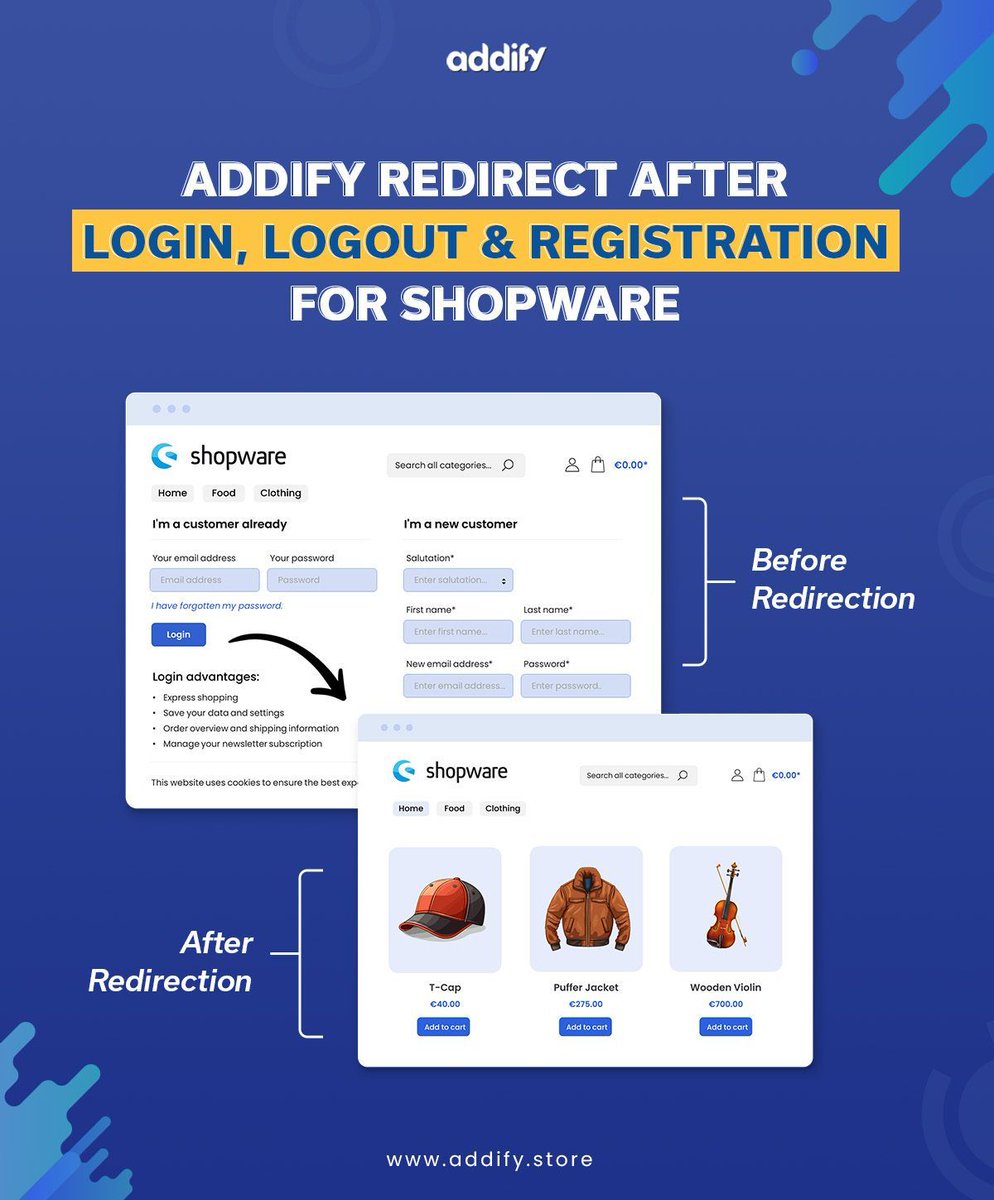 Addify2's tweet image. 𝗘𝗻𝘀𝘂𝗿𝗲 𝘆𝗼𝘂𝗿 𝗰𝘂𝘀𝘁𝗼𝗺𝗲𝗿𝘀 𝗹𝗮𝗻𝗱 𝗲𝘅𝗮𝗰𝘁𝗹𝘆 𝘄𝗵𝗲𝗿𝗲 𝘁𝗵𝗲𝘆 𝗻𝗲𝗲𝗱 𝘁𝗼 𝗯𝗲!
Redirect them to member-exclusive content, personalized welcome pages, or special promotions effortlessly. 🚀

🔗 : store.shopware.com/en/addif917793… 

Boost engagement &amp;amp; sales today!