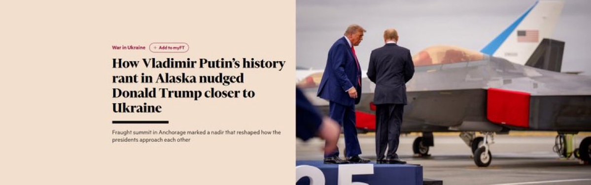 d_yelisevich's tweet image. На саммите на Аляске Путин отклонил мирное предложение Дональда Трампа по Украине и пустился в длинную тираду о России и Украине, ссылаясь на средневековых правителей, чтобы оправдать свои взгляды.
Неожиданная лекция разозлила Трампа, и он прервал встречу.
Источник: FT
