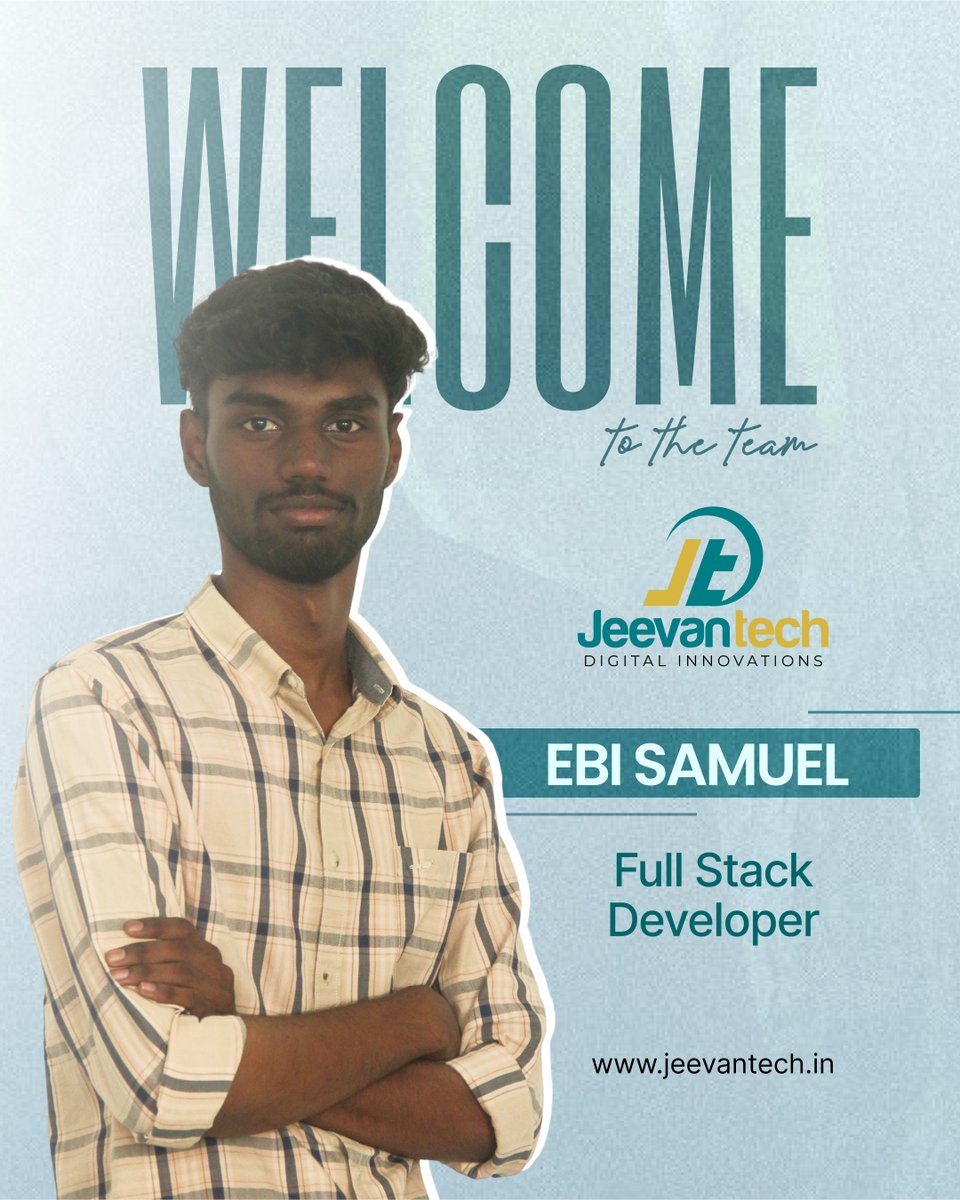 myjeevantech's tweet image. 👋 Welcome Aboard, Ebi Samuel!

We’re excited to welcome Ebi Samuel to the JeevanTech family as our new Full Stack Developer! 💻

Your skills, creativity, and enthusiasm will surely add great value to our digital innovation journey. 
Let’s innovate, build, and grow as one team.