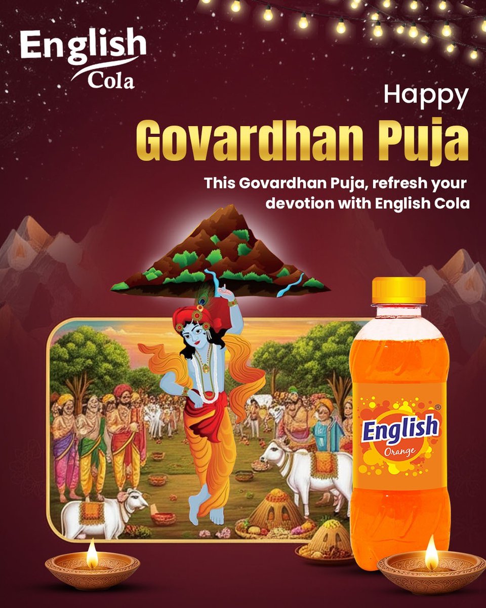 EnglishCola23's tweet photo. Celebrate the spirit of devotion and
togetherness this Govardhan Puja with the refreshing
taste of English Cola!
.
.
.
.
#englishcola #CoolRefreshment #TasteOfRefreshment
#happygoverdhanpuja
[English cola, Cool Refreshment, Taste of Refreshment,
Goverdhan puja] https://t.co/0CUxqFtlSO