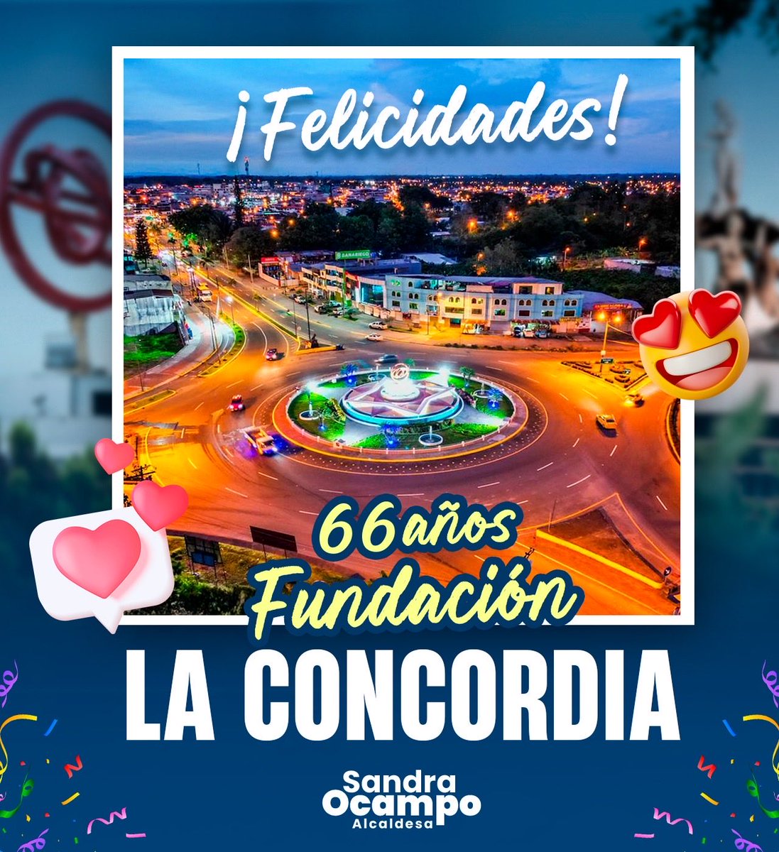¡Felicidades, querida Concordia!

Hoy celebramos 66 años de historia, de sueños y de crecimiento.
Una tierra de trabajo, alegría y esperanza que sigue avanzando con el corazón de su gente.

Gracias a todos quienes, con su esfuerzo y amor, hacen grande a nuestro cantón cada día.