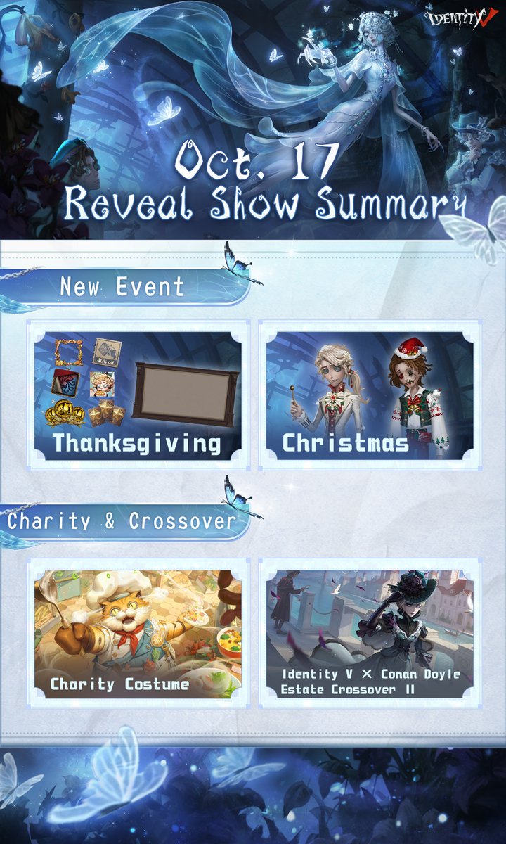 Dear Visitors, 
A summary of the content from the Cage of Yesteryear main story version reveal show is here!  
Click the image for details. 
#IdentityV