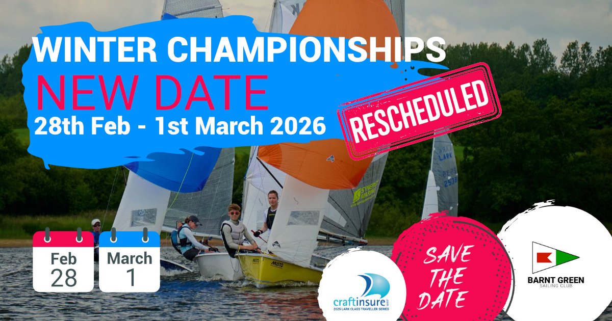 Sadly, due to a severe lack of water at <a href="/bgsailing/">Barnt Green Sailing Club</a>, we have no option but to reschedule the <a href="/Craftinsure/">craftinsure</a> Lark Class Winter Championships to 28th February/1st March 2026.
#westmidlandssailing #sailinguk #dinghyracinguk #larksailing #larkdinghy #larkclass