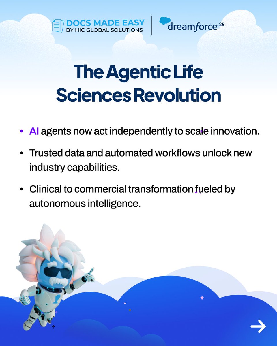 MadeDocs's tweet image. The Agentic Life Sciences Revolution is here.

From clinical trials to patient care -Agentforce 360 is redefining speed, intelligence, and trust in healthcare innovation.

@salesforce @Dreamforce  #Agentforce360 #LifeSciences #AIInnovation #SalesforceAI