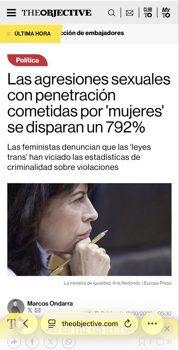 Está denuncia trata de hacer creer falsamente que el aumento de violaciones a mujeres x mujeres se produce por ley trans siendo anterior 😱 y obviando que el CP español art 179.1 ya establece hace años que este delito no es exclusivo de la penetración con pene, 

Pura transfobia.