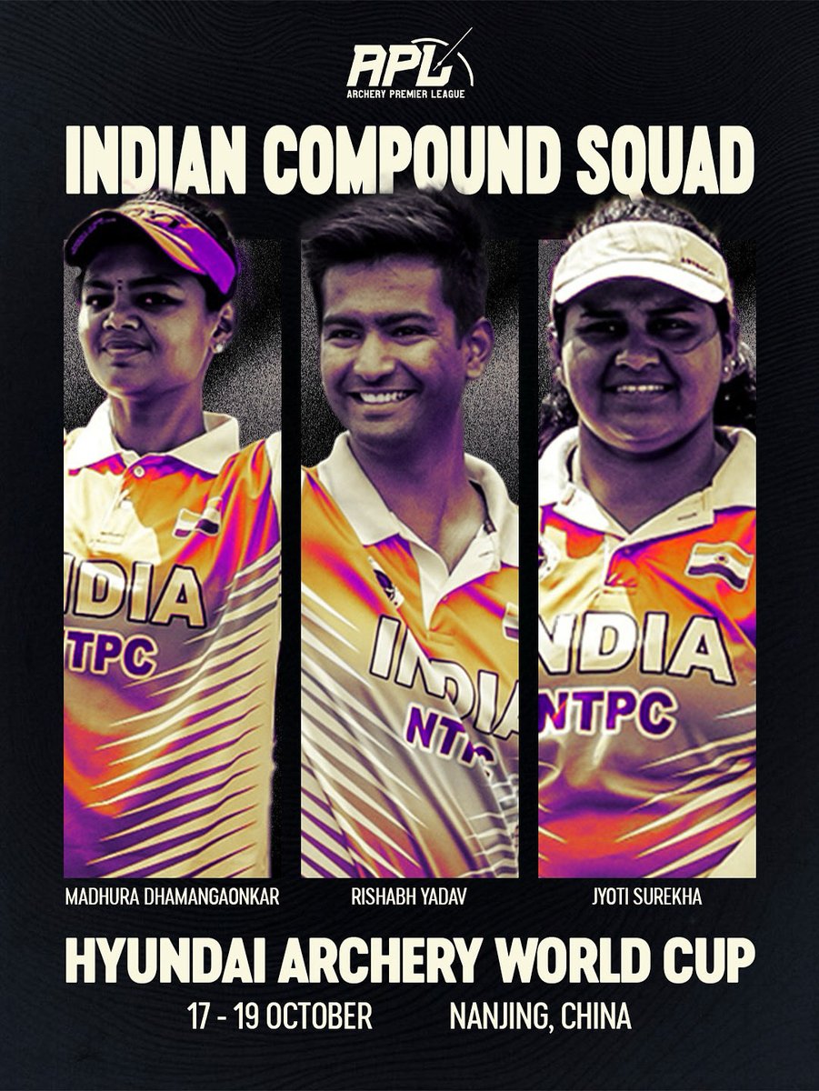 Three of our shining stars — Rishabh, Jyoti, and Madhura — gear up for the Hyundai Archery World Cup! 🏹✨

With grit, determination, and finesse, our Indian compound archers are ready to make the nation proud. 🇮🇳💪

#ArcheryInIndia #RiseOfArchery