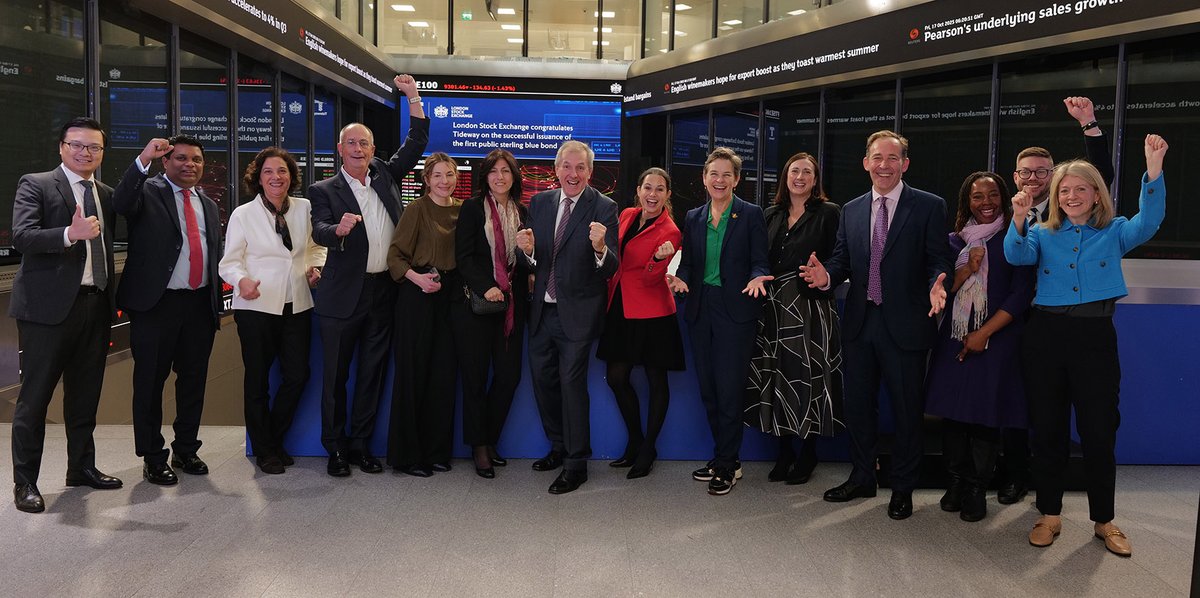 LSEplc's tweet photo. Another reason to celebrate this morning! @TidewayLondon has become the first UK corporate to issue Blue Bonds in Sterling. 🌊 £250m raised to support London’s Super Sewer, helping protect the Thames from pollution.
🔗: https://t.co/6aRxjxI8Su
#BlueBonds #MarketOpen #SuperSewer https://t.co/Vtdg6BApaR