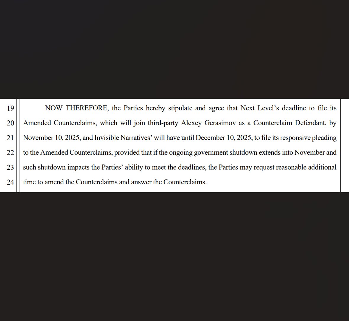 IMPORTANT Skibidi Toilet Lawsuit Update (16th October): 
Next Level Apps are seeking to target Boom himself as a defendant to their counterclaim (directing their counterclaim directly at Boom, in addition to Inviz)
- 
Next Level Apps (who struck down Season 25) intend to amend