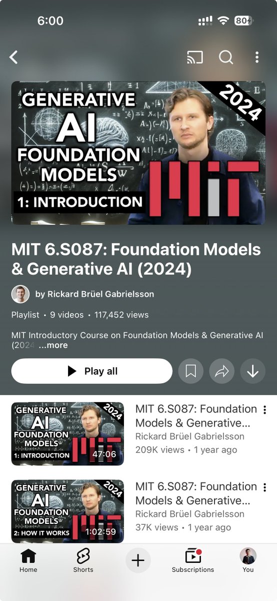 polaris_code's tweet image. MIT just crammed 7 hours of everything you need to know about Gen AI—completely free.