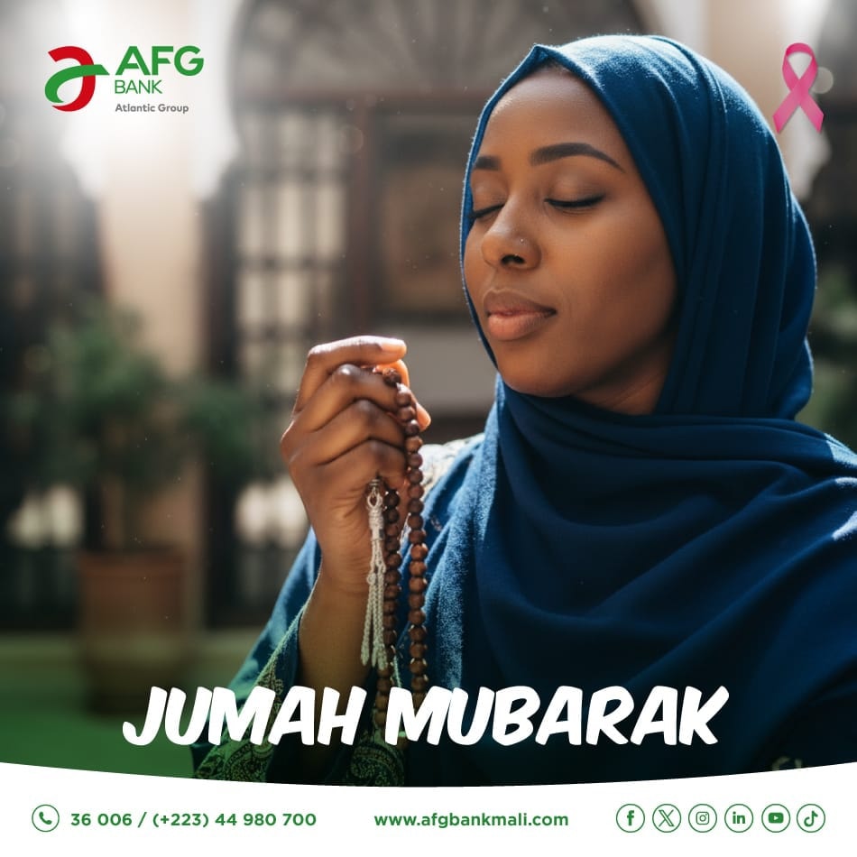 afgbankmali's tweet image. 🌙 Jumah Mubarak
Vendredi, jour de prière et de sérénité. 

Que la paix règne dans vos coeurs et sur vos vies. 

#AFGBankMali 
#JumahMubarak #Paix #Bénédictions