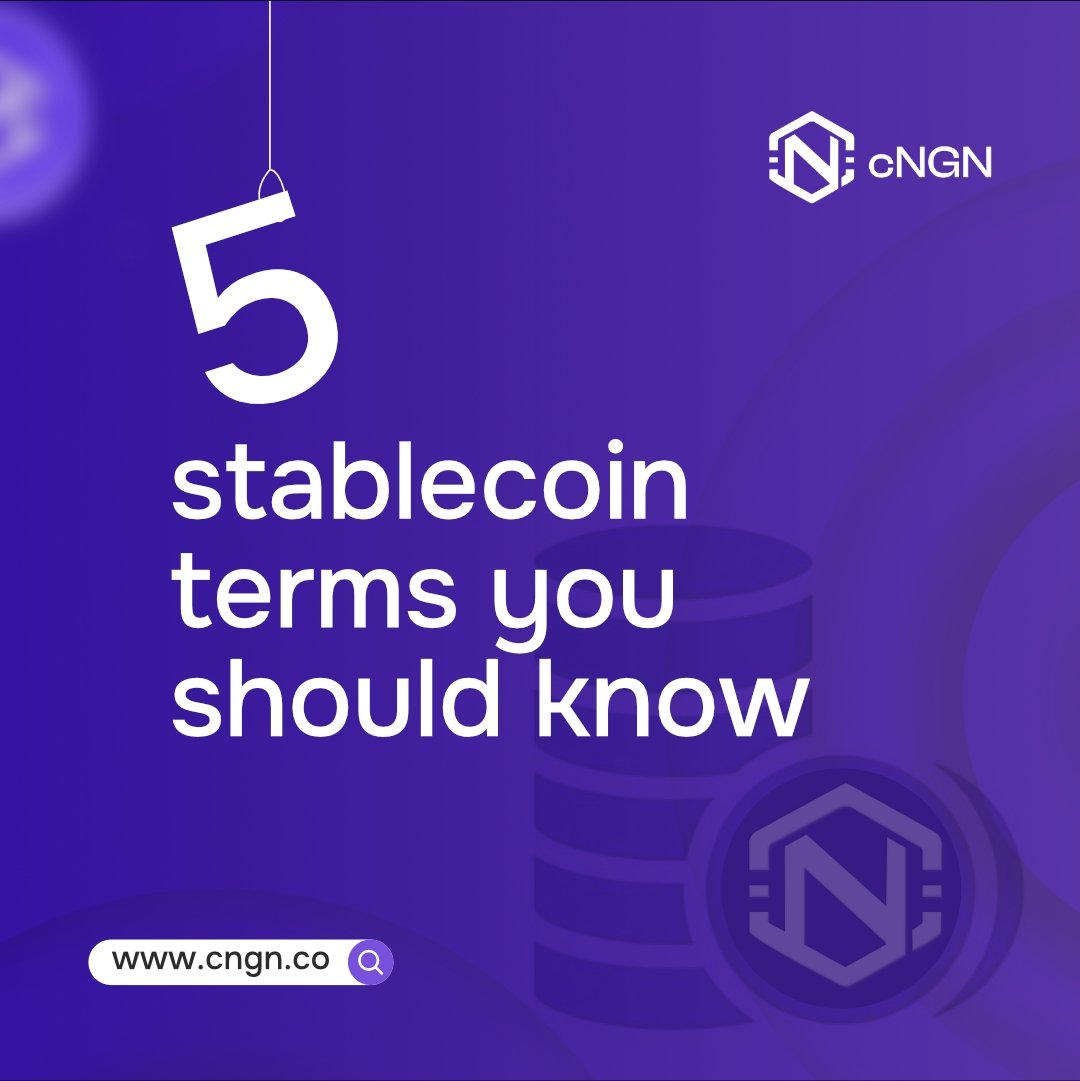 cngn_co's tweet image. You asked, we’re back with more! 💪🏽

Here are 5 more crypto &amp;amp; stablecoin terms you’ve probably heard but never really understood.

👉🏽 Swipe, learn, and keep getting smarter every week. 🪙