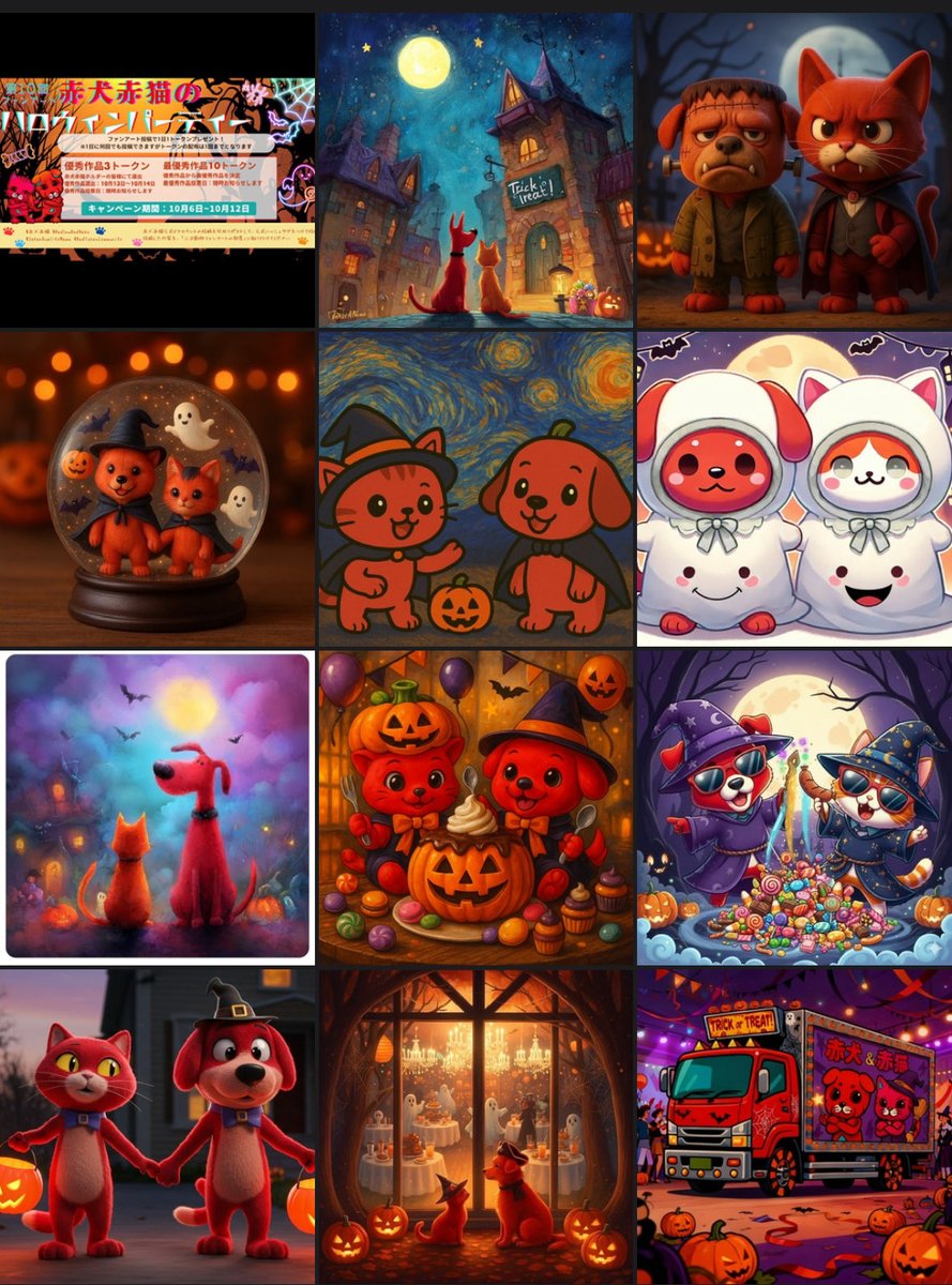 akainuakaneko7's tweet photo. TEAM RED Discordで赤犬赤猫ハロウィンパーティー🎃👻
ファンアート🎨投票スタート🐾

⌛️期間は本日から3日間です✨

選ばれた作品の中から【最優秀作品】を決める決選投票を行います🔥

🏆最優秀作品は来年のカレンダーに掲載予定📅

皆様のたくさんの投票、お待ちしています💖

Discordはこちら💃💫🕺
🔗https://t.co/hF3CL25lOm

#赤犬赤猫
#ハロウィンパーティー
#ファンアートイベント