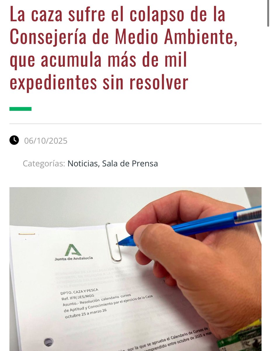 Desde <a href="/COITAND/">COITAND</a> compartimos la preocupación de <a href="/andaluciacaza/">Federación Andaluza de Caza</a> 
👇

La caza es también actividad económica y de equilibrio ambiental. Y colapso administrativo en materia de caza pone en riesgo la gestión y la sostenibilidad del medio rural. 
👇

abc.es/deportes/caza/…