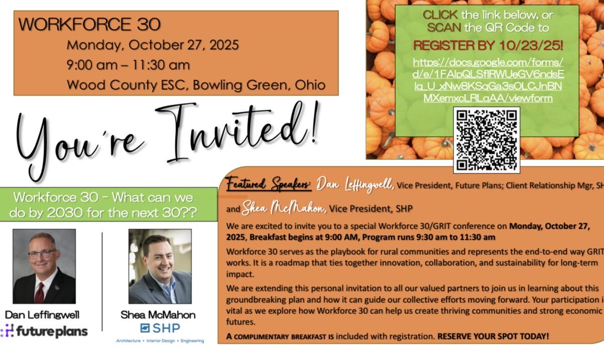 Looking forward to seeing many NW O-H friends on October 27! Register now and learn “what you can do by 2030 for the next 30yrs for Workforce”. Workforce30.com <a href="/shp_design/">SHP</a> <a href="/futureplansoh/">Future Plans</a> <a href="/grit_ohio/">GRITOhio</a> <a href="/AppSTEMCollab/">The Appalachian STEM Collaborative</a> Registration 👇