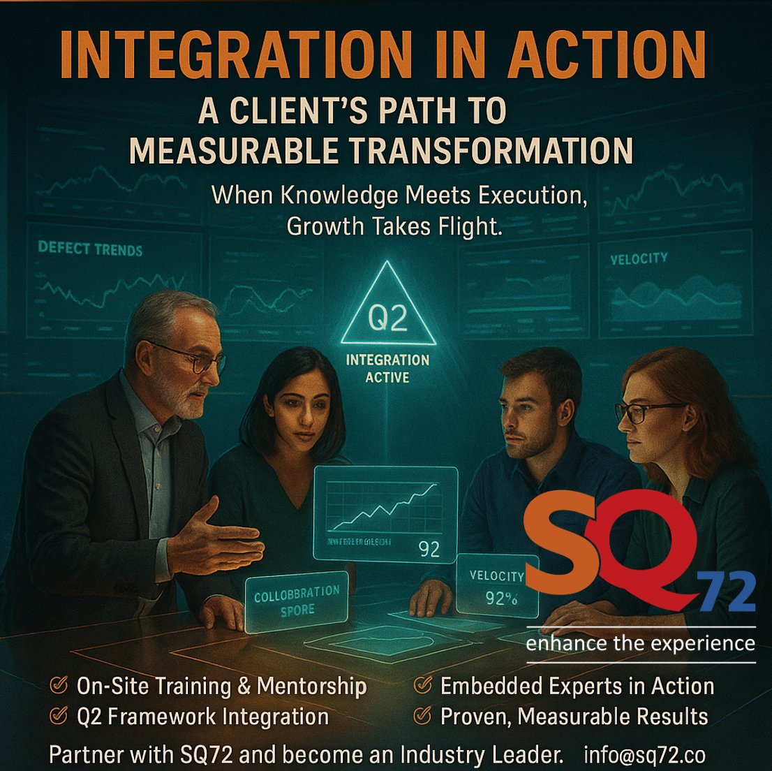 Sq72Academy's tweet image. 💼 Integration in Action.
Training → Mentorship → Q2 Integration.
⚡ +65% Faster Releases
⚡ –50% Critical Bugs
⚡ +35% Team Collaboration
SQ72 turns learning into leadership. 🌐 sq72.co #casestudyassignmenthelp    #automationscripting   #Mentorship