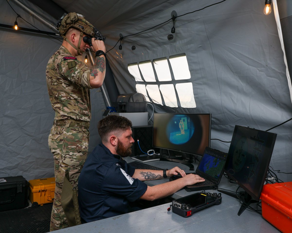 RoyalNavy's tweet image. The Royal Navy tested autonomous and uncrewed technology, from remotely-piloted boats to robot dogs, during Exercise #TridentSprint1 to show how the latest innovations can boost Digital and Information Warfare
➡️royalnavy.mod.uk/news/2025/octo…