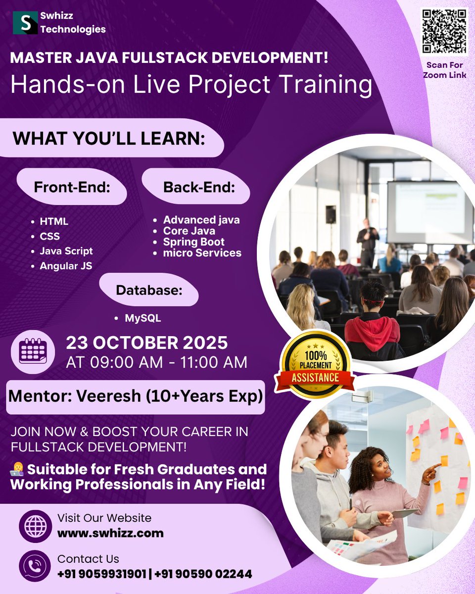 Swhizzofficial's tweet image. Learn Java Full Stack with Hands-On Projects!
๐
Starts: 23rd Oct | โฐ 09:00 โ 11:00 AM
๐ Enroll: swhizz.com
#JavaFullStack #CareerGrowth #RIIZE #armysforbca #BLACKPINK #HWASA #TheTajStory