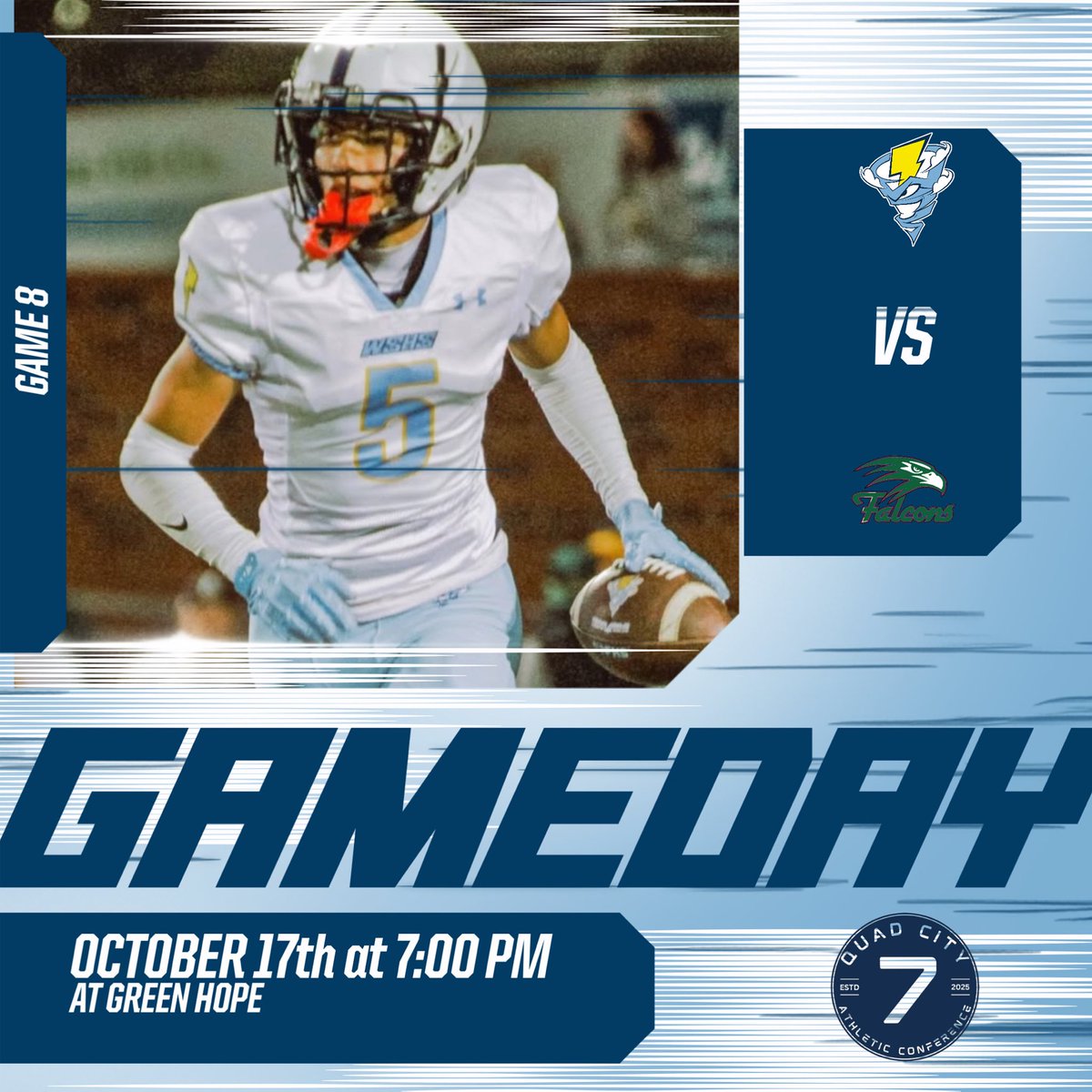 Game Day on the road at Green Hope!

Kickoff is at 7:00.

Storm Nation be there, be LOUD!

#BEL1EVE | #FAM1LY