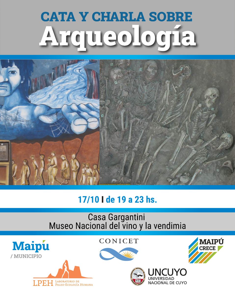MaipuMunicipio's tweet photo. 🗿 Cata y charla sobre Arqueología 🍷

📅 17/10 | 🕖 19 a 23 h.

📍 Casa Gargantini – Museo del Vino y la Vendimia
Una experiencia para descubrir nuestra historia y disfrutar con los sentidos. https://t.co/2b2gnYFgN8