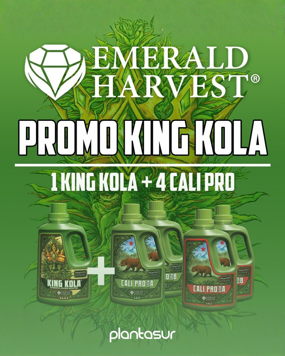 💥Compra cualquier tamaño de King Kola y llévate un set completo de Cali Pro del mismo tamaño totalmente GRATIS. 🌿

El set incluye:
🟢 1x Cali Pro Grow A
🟢 1x Cali Pro Grow B
🔴 1x Cali Pro Bloom A
🔴 1x Cali Pro Bloom B

Válida hasta el 31/10/2025 o fin de stock.